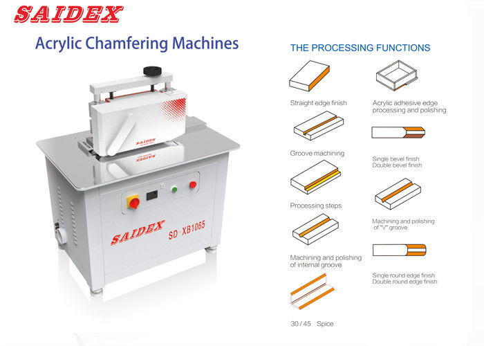 2.5kw 10A Elektrische Acryl Trimming Machine Lengte 1000mm 250kg Kleine 45 Graden Beveling Afgeronde Rand Poetsmachine