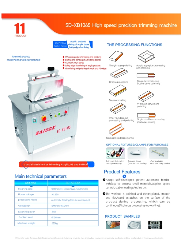 Industriële hoge snelheid accuratesse acryl kamfering machine met automatische voeding voor rand trimmen