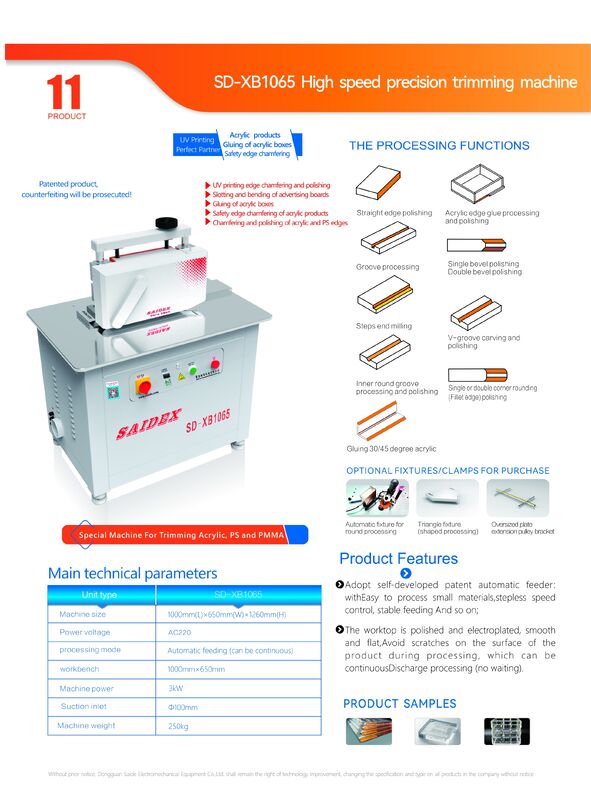 Saide China Factory Supply Beveling Machine Kan Acrylic R-Angle Chamfering Machine Snijden Voor PMMA/PS/MS/PC